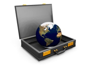 Globe in briefcase