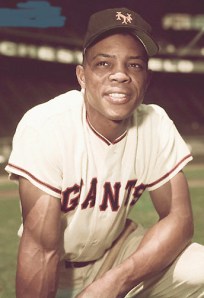 Willie Mays Kneeling on Ground