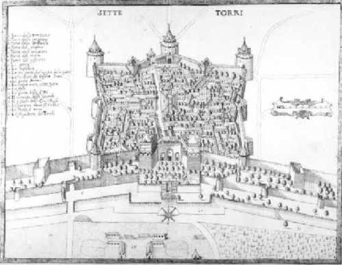 Depiction of the Seven Towers Fortress, c. 1685, Francesco Scarella.