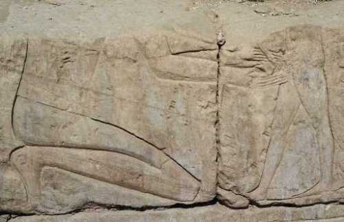 A purported circumcision from the Temple of Khonspekhrod in Luxor, Egypt, c. 1360 B.C.
