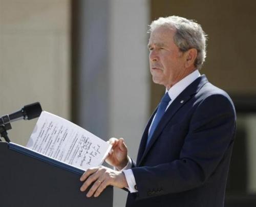 George W. Bush delivers remarks at the opening of his library in Dallas on April 25, 2013.