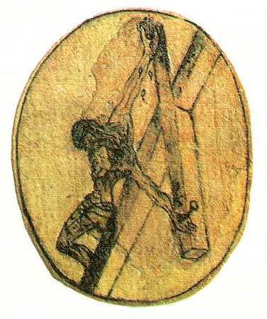 The crucifixion sketch by St. John of the Cross – the inspiration for Dalí’s drawing.