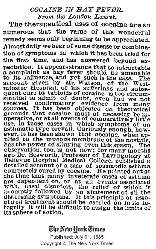 cocaine-in-hay-fever