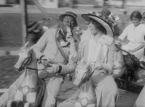 Bert Williams courts Odessa Warren Grey in this untitled 1913 film.