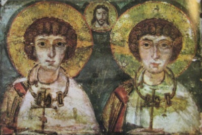 Illustration of Saints Serge and Bacchus allegedly united in a same-sex union. Source: Annalee Newitz, “Gay marriage in the year 100 AD,” io9.com, July 29, 2013.
