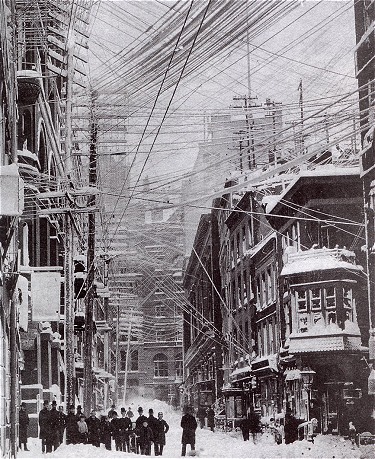 The “Great Blizzard of 1888” paralyzed the urban centers of the Northeastern U.S., such as New York City.
