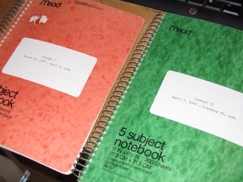 My first two personal journals, which covered the dreaded year of 1985.